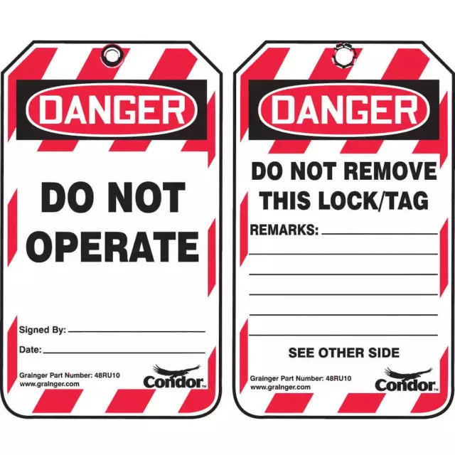 CONDOR 48RU10 Lockout Tag,Danger Do Not Operate,PK10