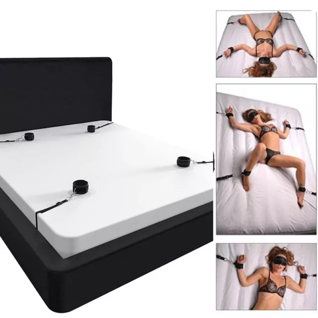 KIT SET costrittivo completo letto sadomaso TUTTO nero bondage intimo sexy