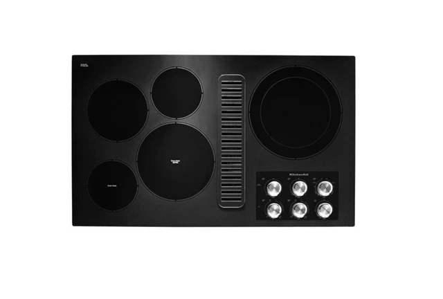 KitchenAid KCED606GBL 36" Black Downdraft 5 Element Electric Cooktop