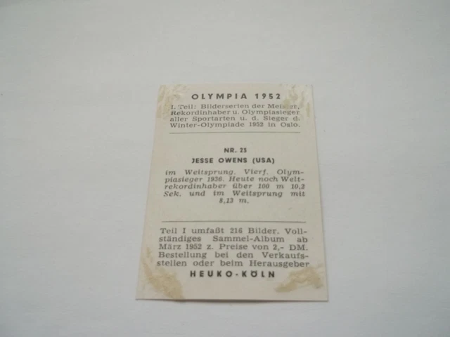 DIE OLYMPISCHEN SPIELE 1952 Oslo und Helsinki Jesse Owens USA Bild
