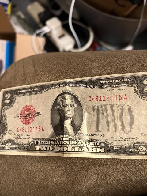 1928 red seal 2 dollar bill