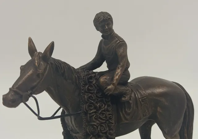 Racehorse Horse Racing Stable Hand Bronze Statue Sculpture Figurine Equestrian