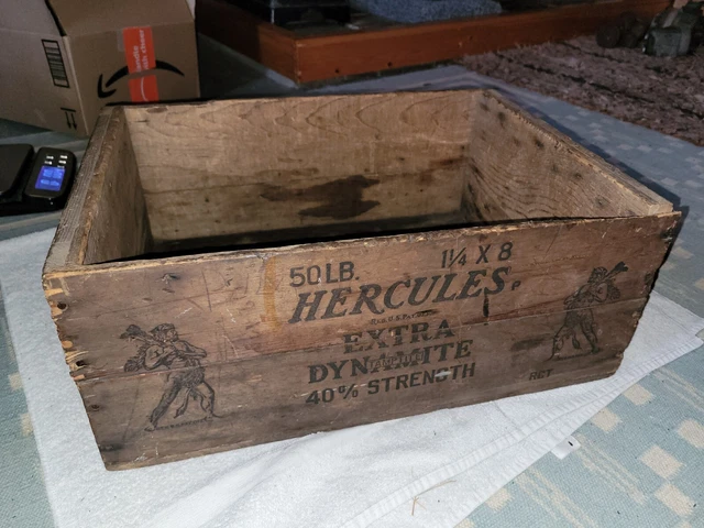 Hercules wood 50 lb DYNAMITE high explosive shipping box 18 1/2" 13 1/2" 7 1/2".
