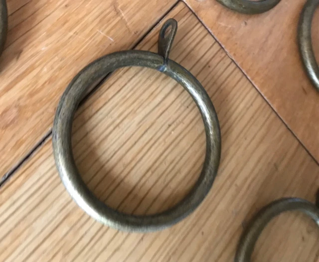 Set of 12x Vintage Brass Curtain Rings Reclaimed 45mm Internal Diameter B4 2