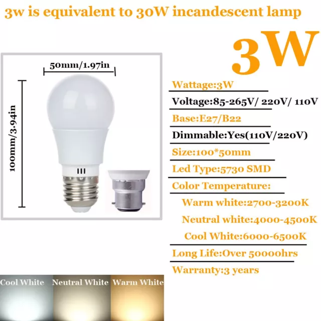Dimmable LED Globe Light Bulbs E27 B22 ES BC 3W 5W 7W 9W Energy Saving Lamps 3