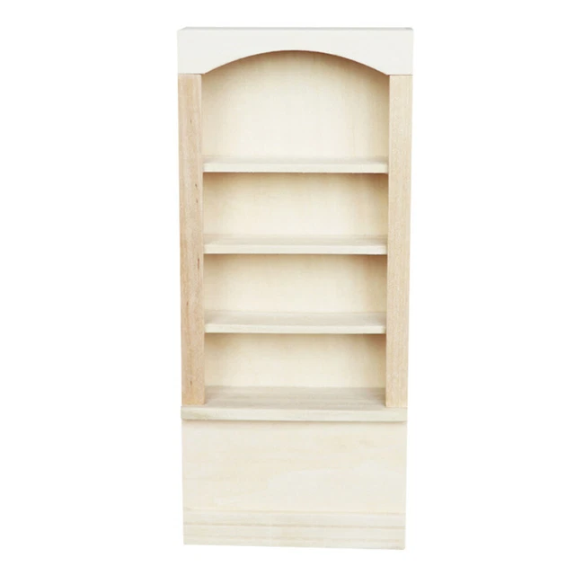 Dollhouse Miniature Bookcase Shelf - 1/12 Scale Display Cabinet, Wood Color, For Dollhouse Decor