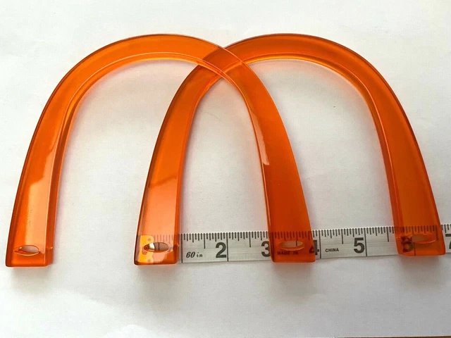 Pair (2) of U Shaped Bag Handles for Knitting or Sewing (Clear Orange)