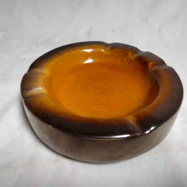 Vintage Mid Century  Retro 1970s Ellis Pottery ASHTRAY glazed ceramic 2