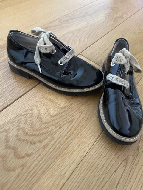 zara kids patent black lace up shoes size 29 (11)