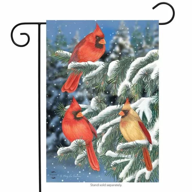 Winter Cardinal Trio Garden Flag Seasonal Birds Snow 12.5" x 18" Briarwood Lane