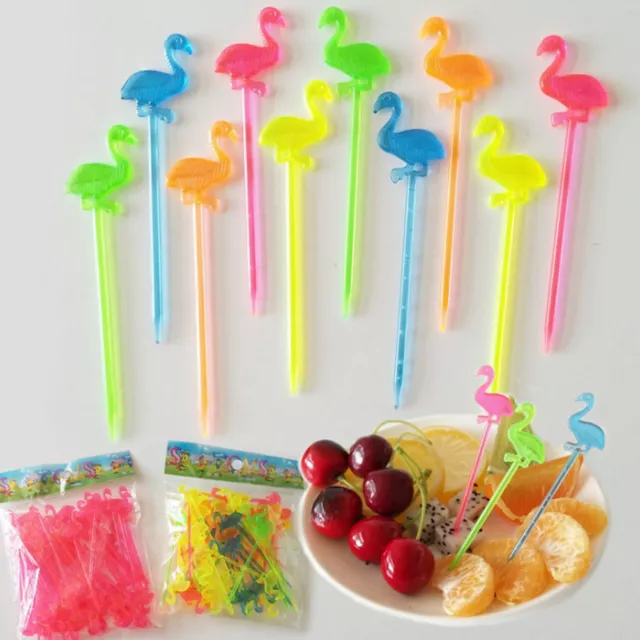 50 un. selecciones de comida flamenco cupcake tenedores de frutas fiesta pastel postre diciembre ZR