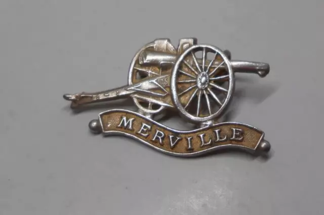 France 75 field gun  MERVILLE  battle town  ww1  souvenir brooch sweetheart