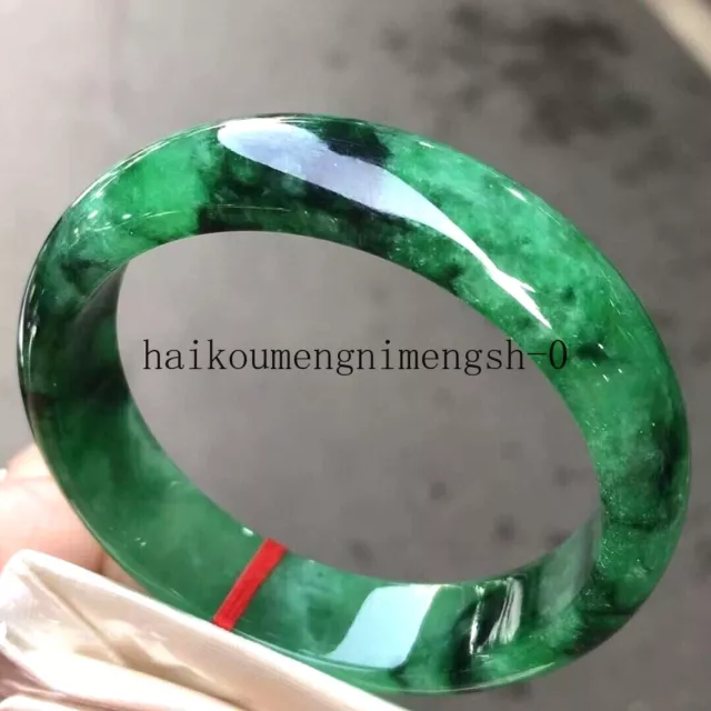 Certified Natural Myanmar（Grade A）Green Flowers Jadeite Jade Bangle Bracelet