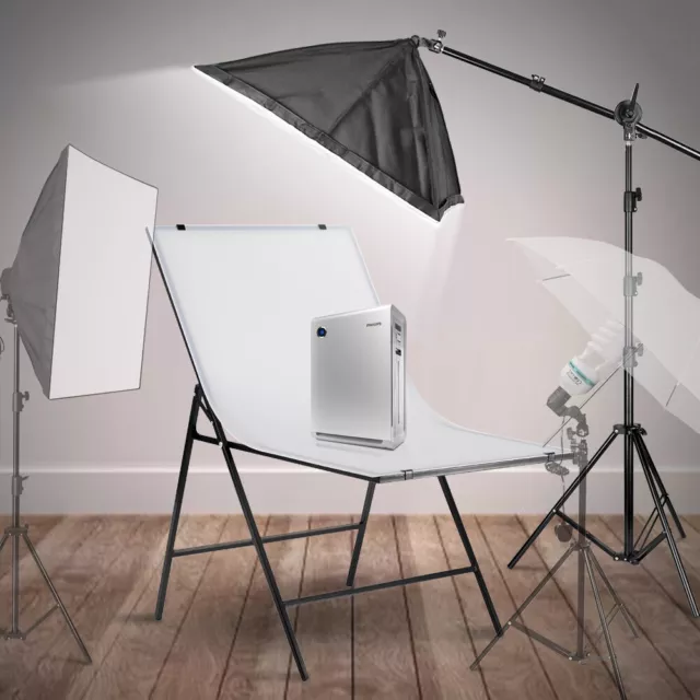 Photography Continuous Softbox Lighting Kit Studio Soft Box Boom Arm Light Stand