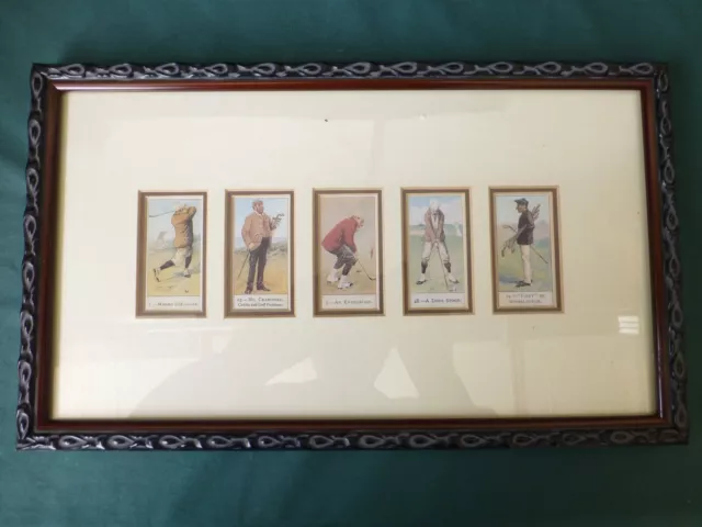 Five Cope's Golfers Tobacco Cards Nostalgia Reprint Nicely Framed