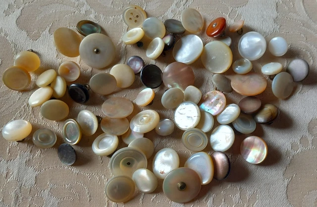 Lot De 6 Boutons Vintage En Nacre Véritable - Diamètre 24-25 Mm, Pour Artisanat Ou Vêtements