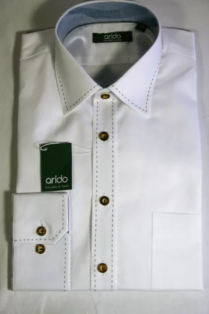 Arido Trachtenhemd Hemd weiß blau langarm