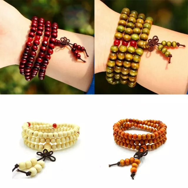 Bracelet 108 Mala Wood Beads Necklace Tibetan Prayer Beads Meditation Buddhist