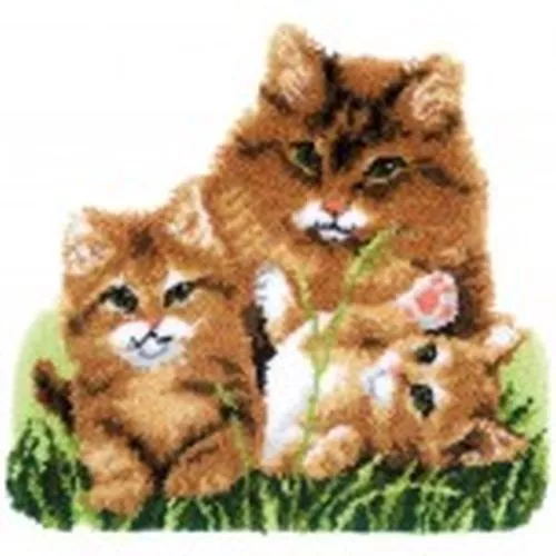 "Paquete de alfombras anudadas Vervaco ""familia de gatos"" impreso PN-0165638