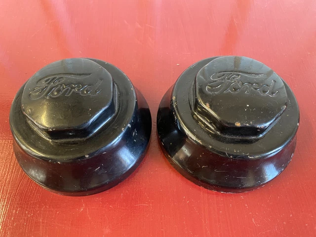 1920 's 1930 's SCRIPT HUB CAP FOR FORD  PAIR TRUCK TRACTOR CAR WOOD WHEEL