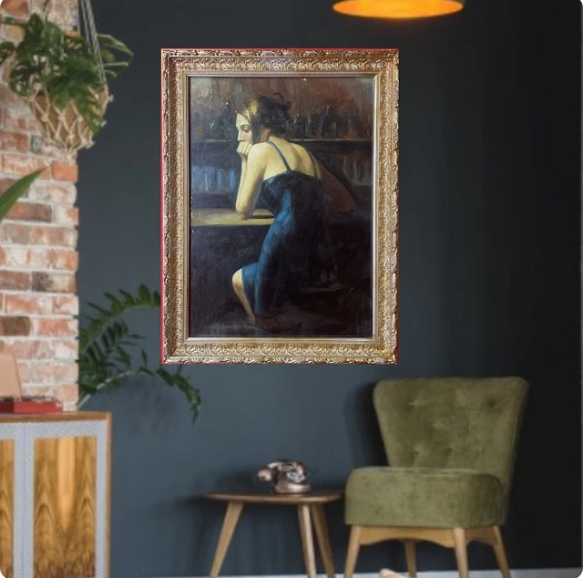 OLIO SU TELA e cornice foglia oro la visita 800 EUR 100,00 - IT