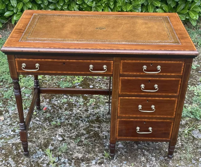 Superb Small Mahogany Arts And Crafts  Writing Desk  2 Man Delivery Available