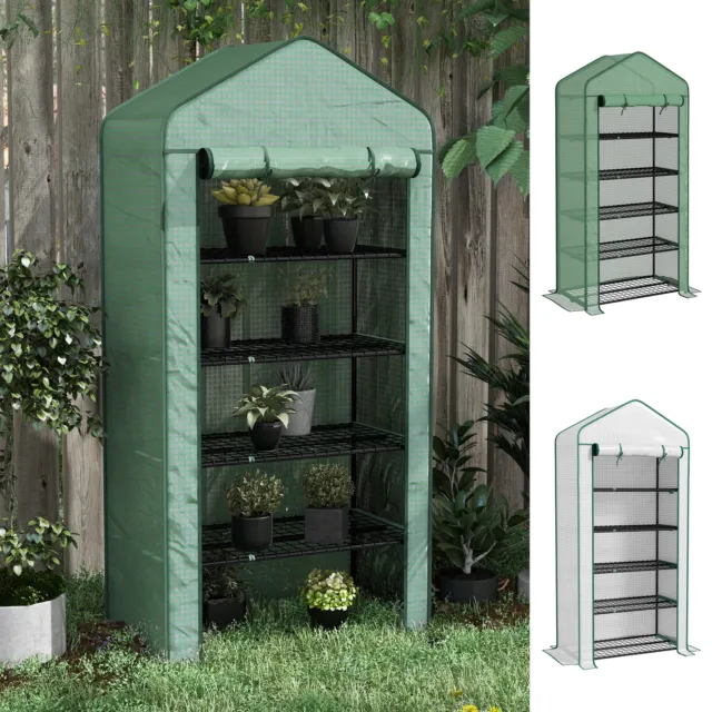 5 Tier Widened Mini Greenhouse Portable Green House w/ Door, 193H x 90Wcm