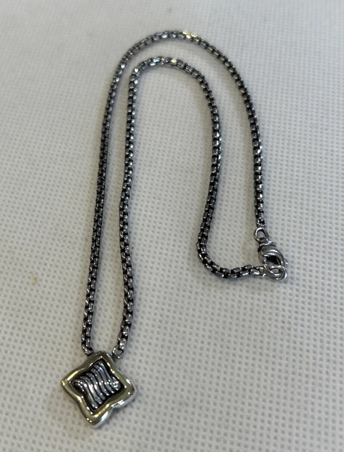David Yurman Sterling Silver 18K Yellow Gold Quatrefoil Necklace Vintage David Yurman Sterling Silver 18K Yellow Gold Quatrefoil Necklace Vintage