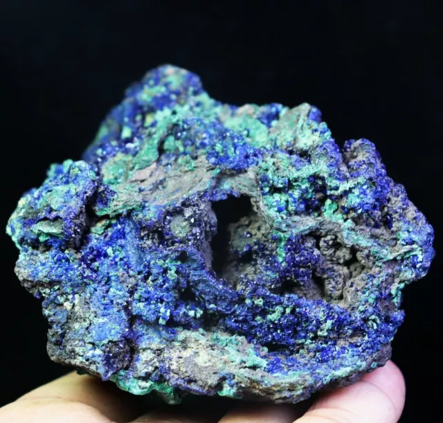 Natural Rare Glittering Azurite Malachite Crystal Rocks Geode Mineral Specimen