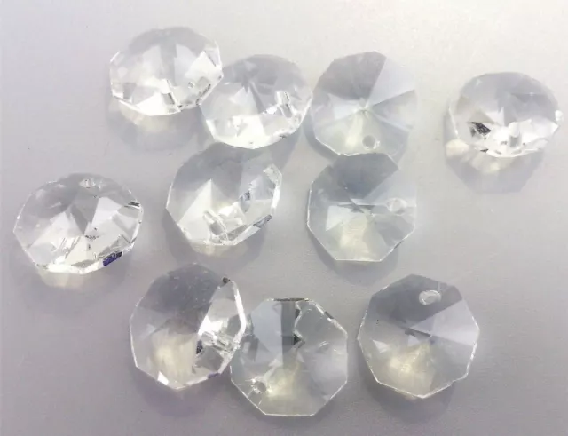 100x 14mm Clear Crystal Suncatcher Octagon beads 1Hole, chandelier supplies