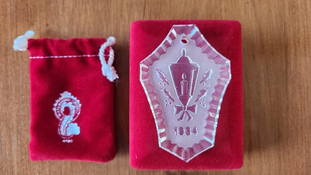 Vintage 1984 Waterford Crystal Christmas Street Lamp Ornament w/ Bag & Box