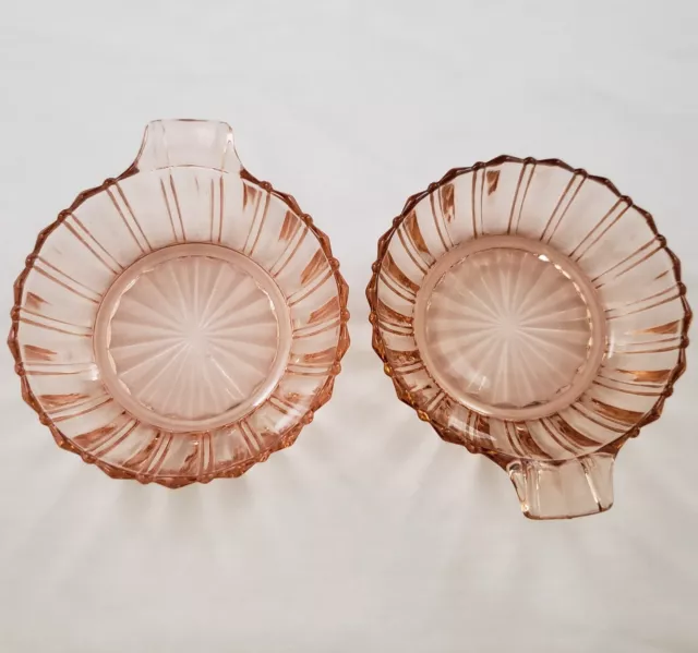 Anchor Hocking Bowl Fortune Pink Depression Glass One Handle lot of 2 Small Size