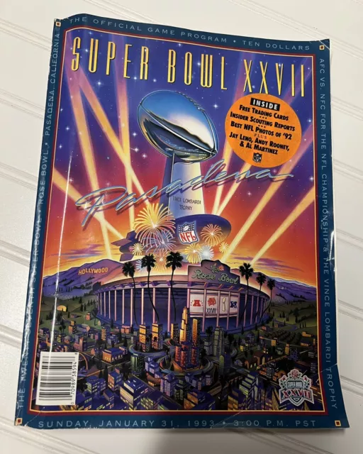 SUPER BOWL XXVII (27) PROGRAM January 31, ‘93 Incl Trading Cards-Cowboys v Bills