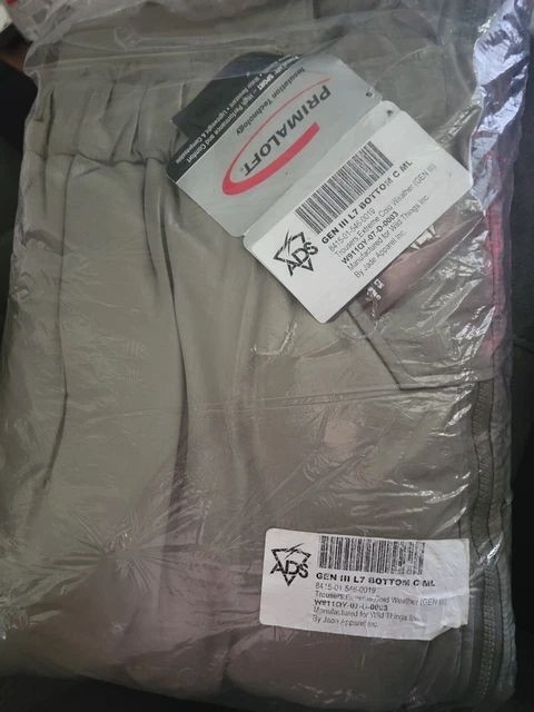 NEW Primaloft Extreme Cold Weather Bottom, ECWCS, USGI, GEN III Level 7, ML 0019