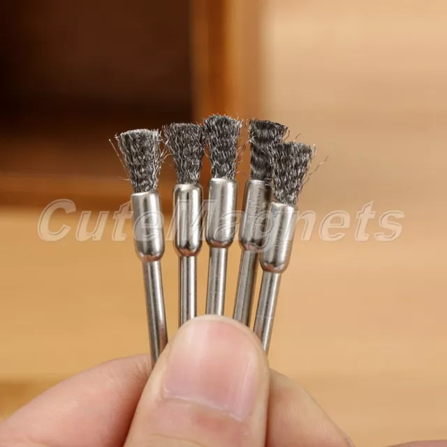 10Pcs 5mm Steel Wire Wheel Pencil Brushes  Grinder Drill Rust Weld Rotary Tool