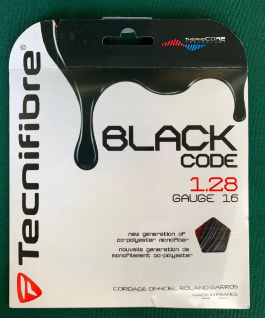 TECNIFIBRE BLACK CODE 17 Gauge 1.25mm 660' 200m Tennis String Reel