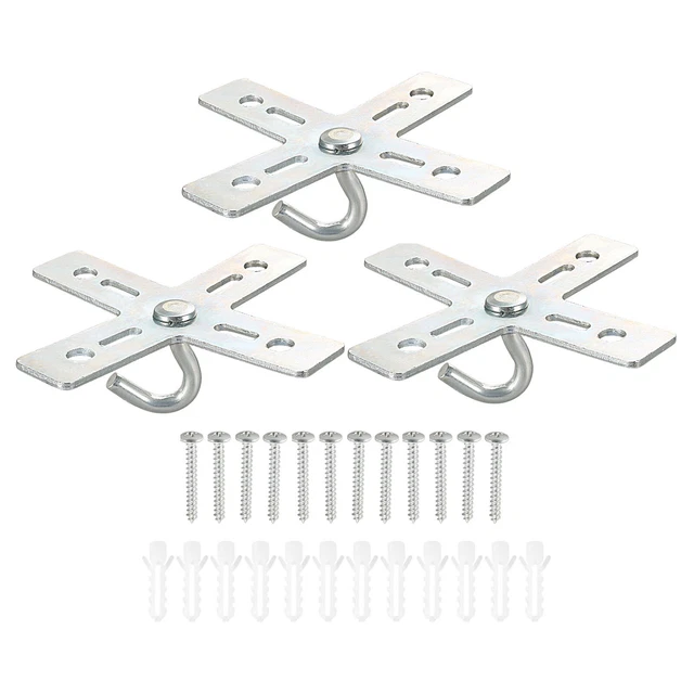 3set Ceiling Hook Kit Cross Design Metal Plate Mount Hanger Holder Light Fixture