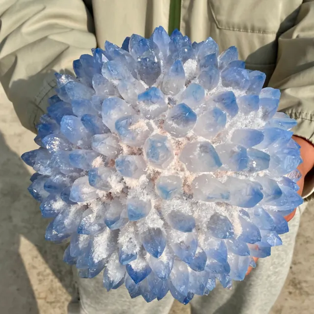 11.1LB New Find BLUE Phantom Quartz Crystal Cluster Mineral Specimen Healing