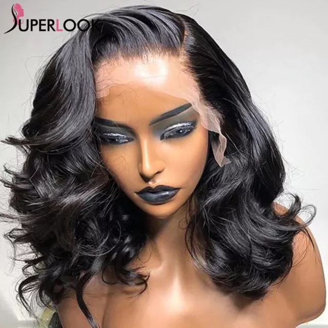 Body Wave Human Hair Wig Pre Plucked Brazilian Short Bob 13x4 Lace Front Wigs