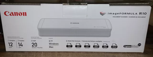Canon imageFORMULA R10 Portable Document Scanner Duplex 20 Page Feeder 4861C001