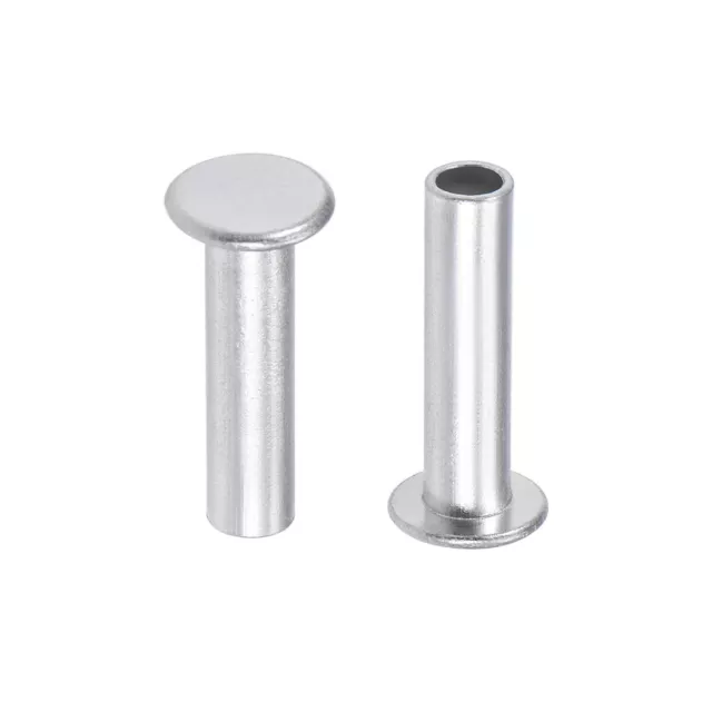 100Pcs M5x20mm Aluminium Tête plate Semi-tubulaire Rivets Argenté