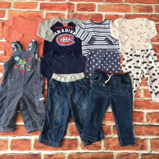 Baby Boys 9-12 Months Clothes Bundle Dungarees Jeans T-shirts M&S Next George et