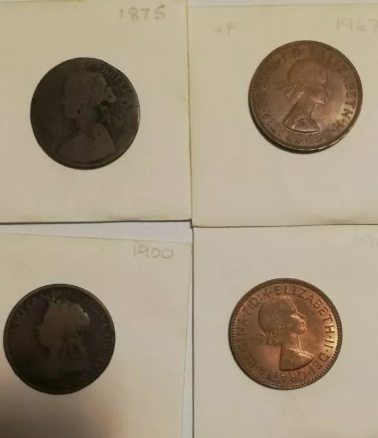 TEN (10) Old British Half Penny Coins 1/2 d  1916 -1967. Ha'penny 2