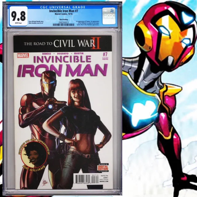 CGC 9.8 Invincible Iron Man #7 3rd Printing Variant 1st Riri Williams cameo