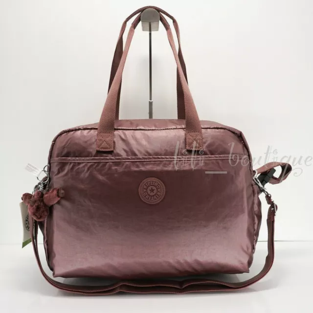 NWT Kipling TM5557 Popper Diaper Bag Changing Pad Nylon Dark Maroon Metallic 159