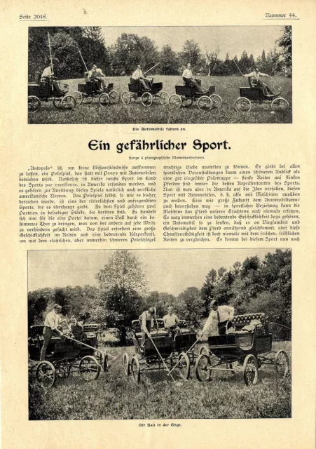 Ein gefährlicher Sport amerikanisches Autopolo Explosion...Histor.Memorabile1902