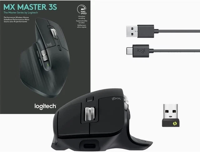 LOGITECH MX MASTER 3S Black Wireless Mouse (Open Box) £77.99 - PicClick UK