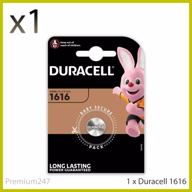 NEW Duracell CR1616 3V Lithium Coin Cell Battery DL1616 1616 LONGEST EXPIRY DATE