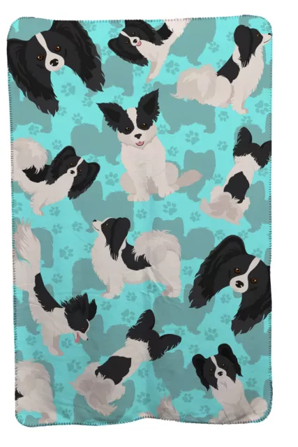 Black and Whtie Papillon Soft Travel Blanket with Bag MLM1081TBLT