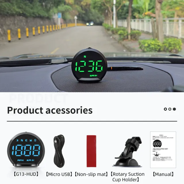 GPS Speedometer, Heads up Display for Cars with Speed MPH, Compass Driving  G13